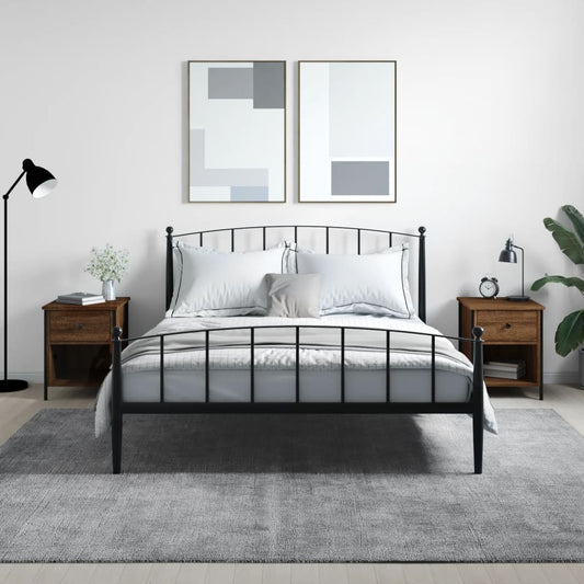 Nachtkastjes 2 st 40x42x50 cm bewerkt hout bruin eikenkleur is nu te koop bij PeponiXL, paradijselijk wonen!