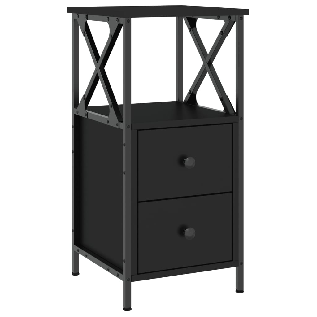 Nachtkastjes 2 st 34x35,5x70 cm bewerkt hout zwart is nu te koop bij PeponiXL, paradijselijk wonen!