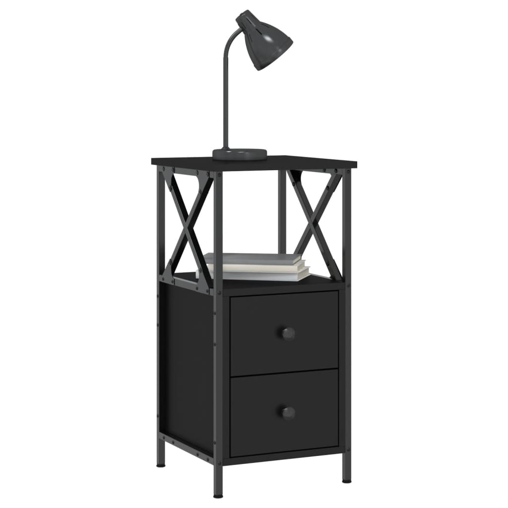Nachtkastjes 2 st 34x35,5x70 cm bewerkt hout zwart is nu te koop bij PeponiXL, paradijselijk wonen!