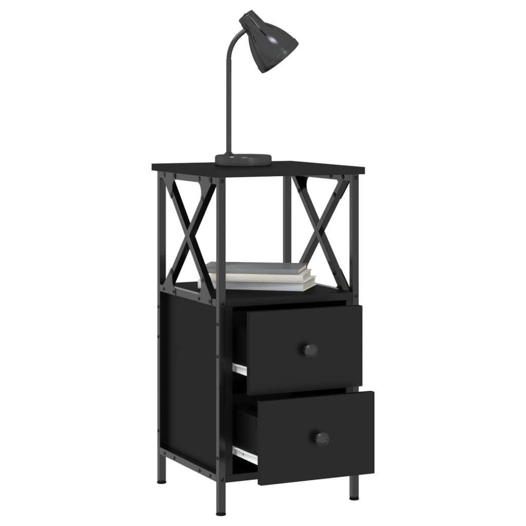 Nachtkastjes 2 st 34x35,5x70 cm bewerkt hout zwart is nu te koop bij PeponiXL, paradijselijk wonen!