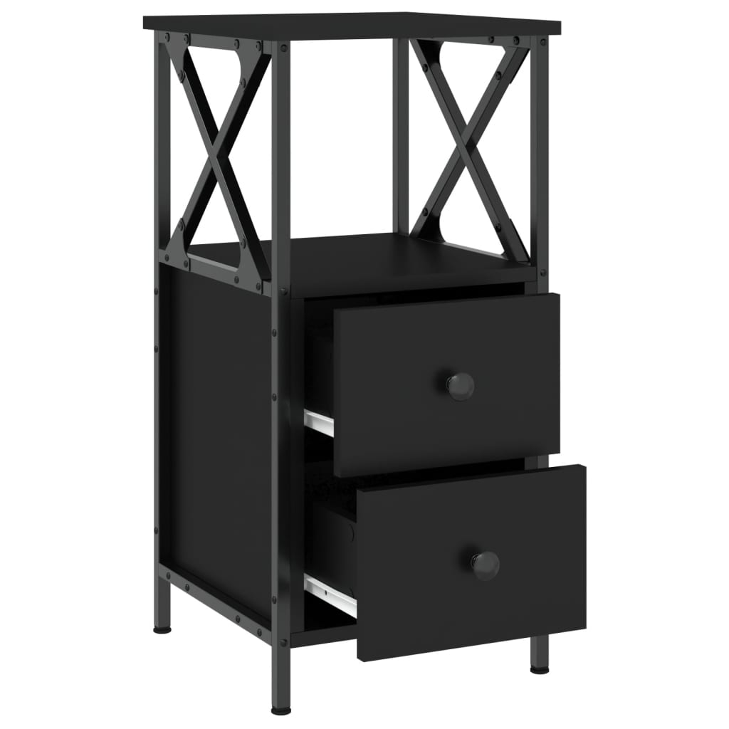 Nachtkastjes 2 st 34x35,5x70 cm bewerkt hout zwart is nu te koop bij PeponiXL, paradijselijk wonen!