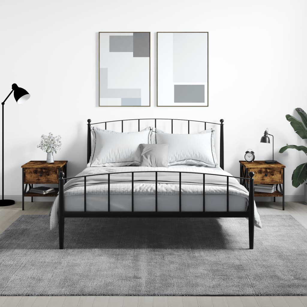 Nachtkastjes 2 st 40x42x45 cm bewerkt hout gerookt eikenkleurig is nu te koop bij PeponiXL, paradijselijk wonen!