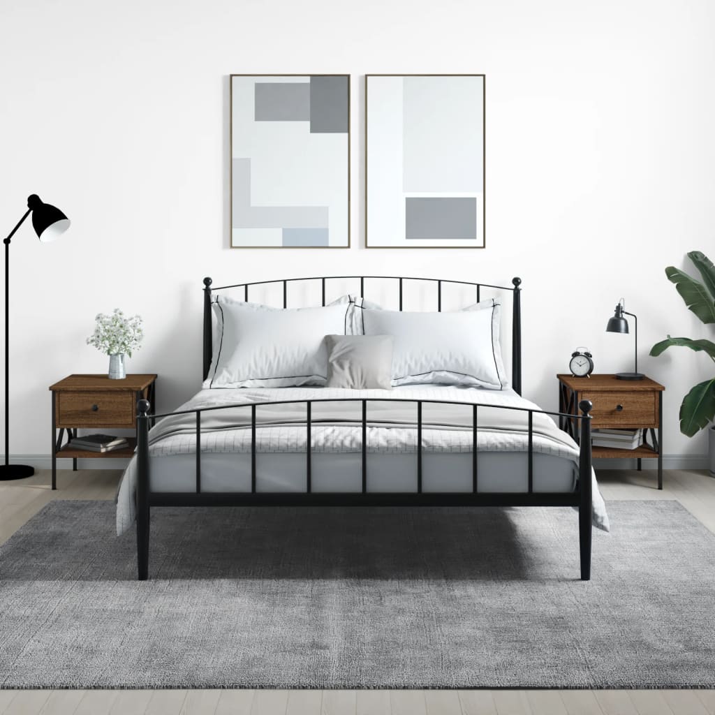 Nachtkastjes 2 st 40x42x45 cm bewerkt hout bruin eikenkleur is nu te koop bij PeponiXL, paradijselijk wonen!