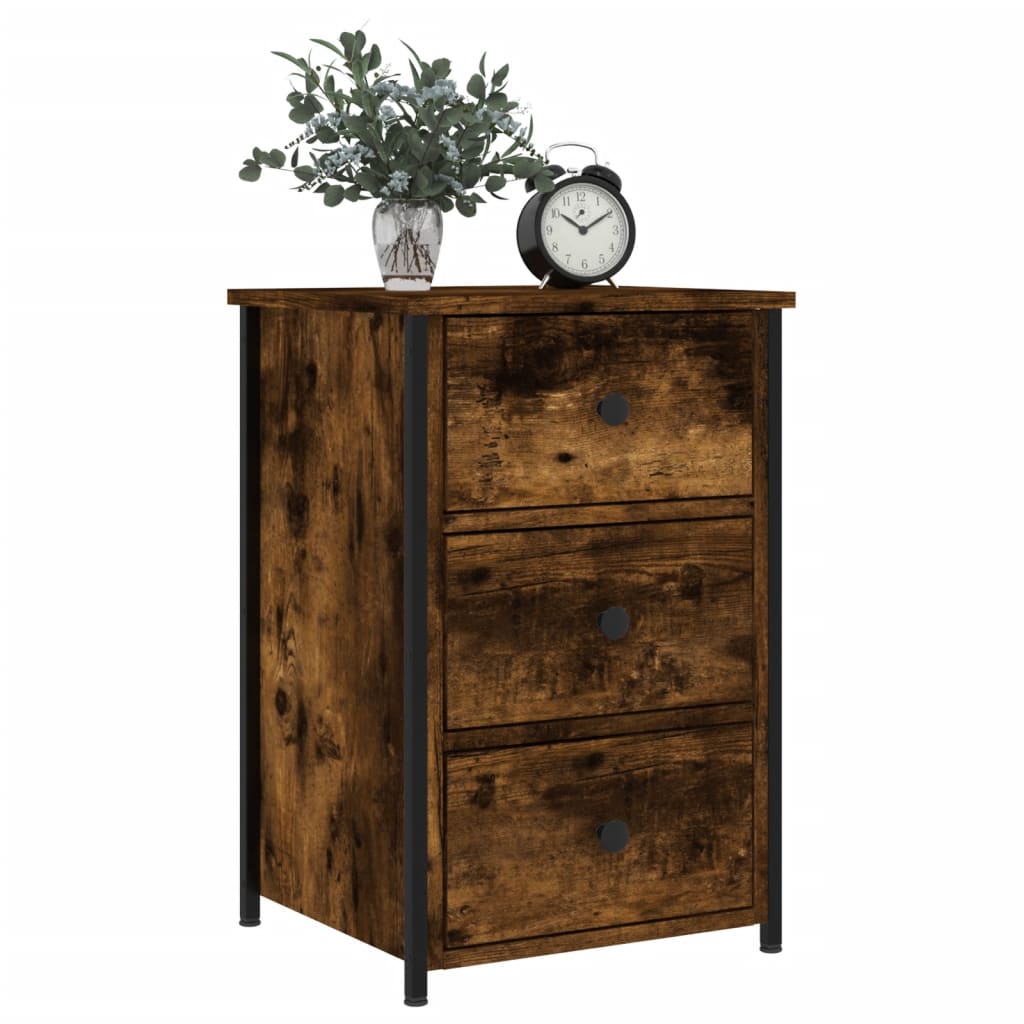 Nachtkastjes 2 st 40x36x60 cm bewerkt hout gerookt eikenkleurig is nu te koop bij PeponiXL, paradijselijk wonen!
