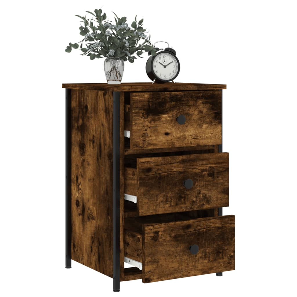 Nachtkastjes 2 st 40x36x60 cm bewerkt hout gerookt eikenkleurig is nu te koop bij PeponiXL, paradijselijk wonen!