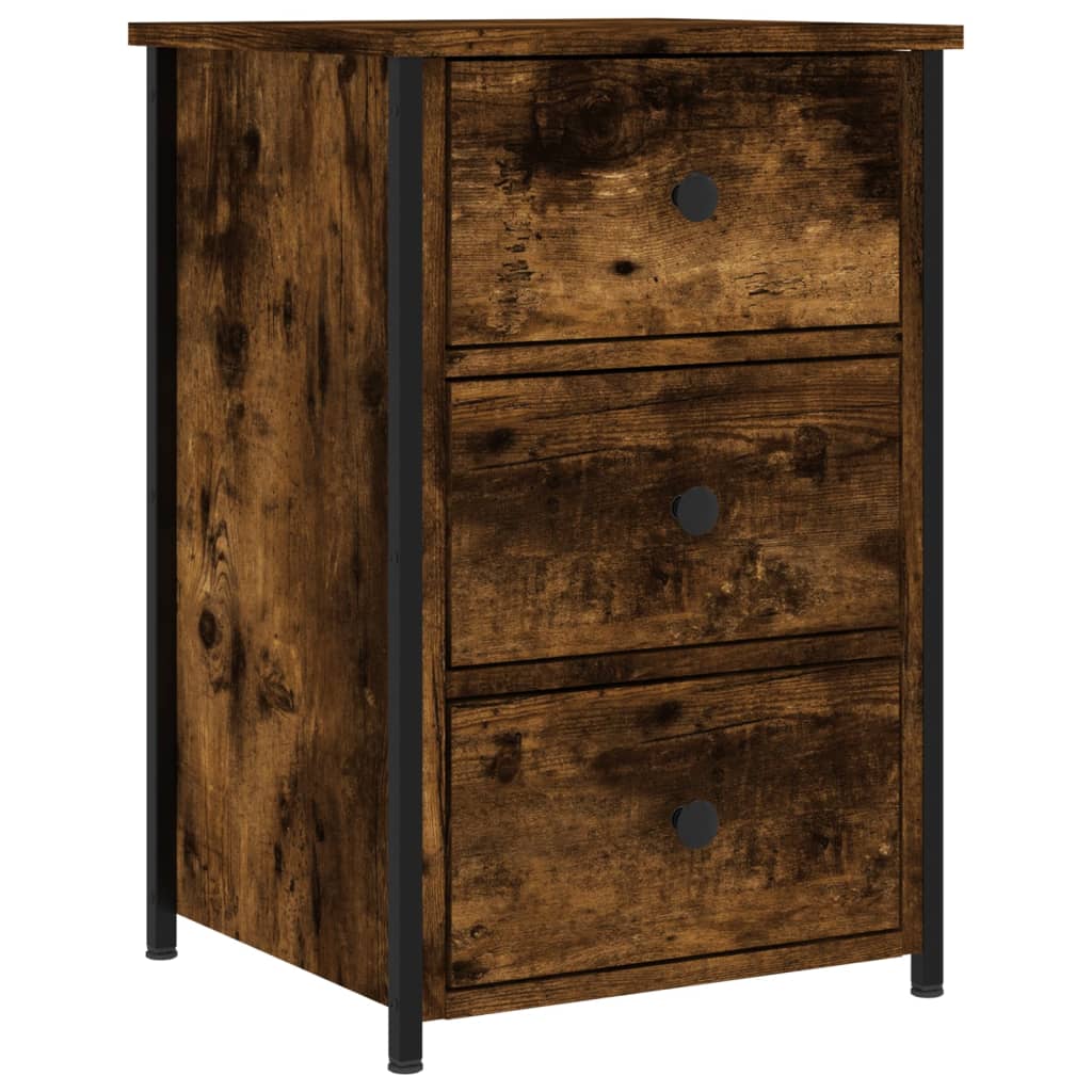 Nachtkastjes 2 st 40x36x60 cm bewerkt hout gerookt eikenkleurig is nu te koop bij PeponiXL, paradijselijk wonen!