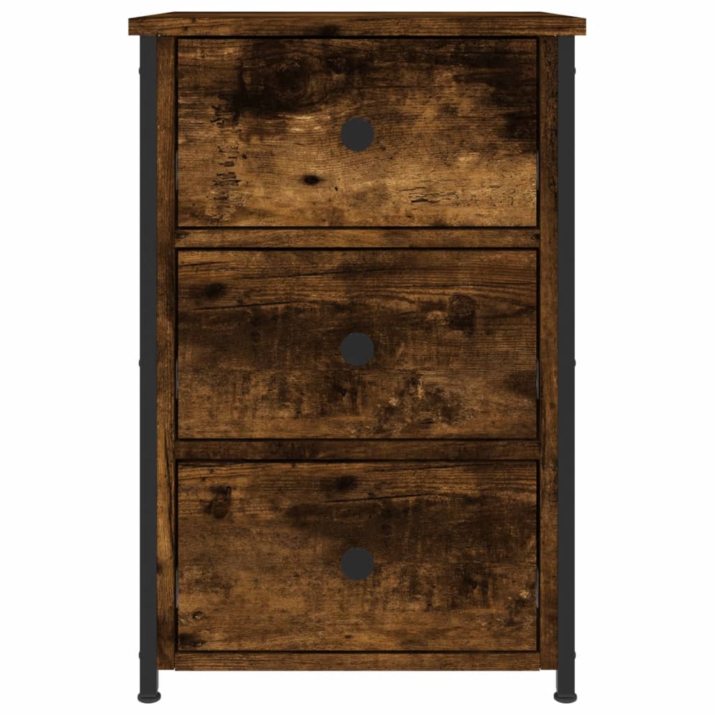 Nachtkastjes 2 st 40x36x60 cm bewerkt hout gerookt eikenkleurig is nu te koop bij PeponiXL, paradijselijk wonen!