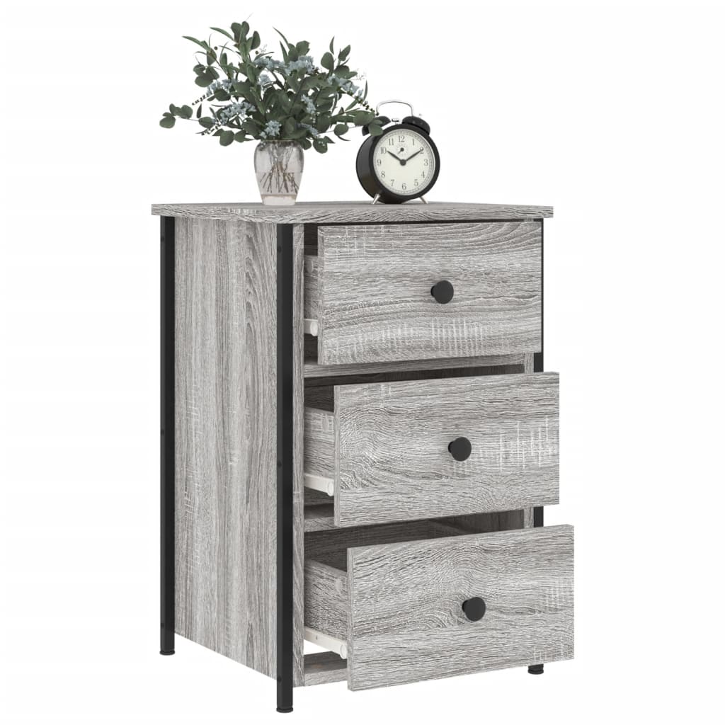 Nachtkastje 40x36x60 cm bewerkt hout grijs sonoma eikenkleurig is nu te koop bij PeponiXL, paradijselijk wonen!