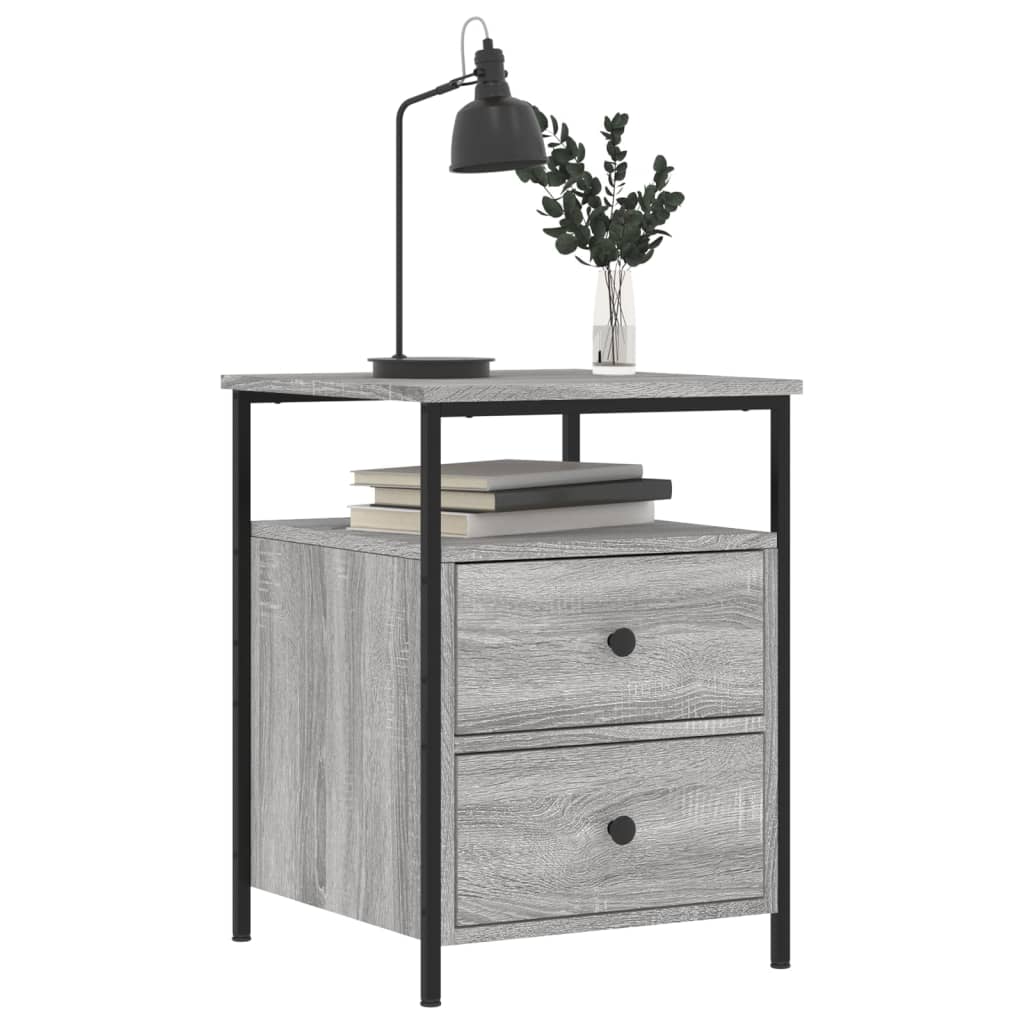 Nachtkastje 44x45x60 cm bewerkt hout grijs sonoma eikenkleurig is nu te koop bij PeponiXL, paradijselijk wonen!