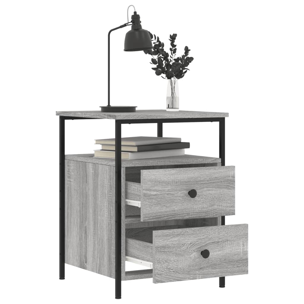 Nachtkastje 44x45x60 cm bewerkt hout grijs sonoma eikenkleurig is nu te koop bij PeponiXL, paradijselijk wonen!