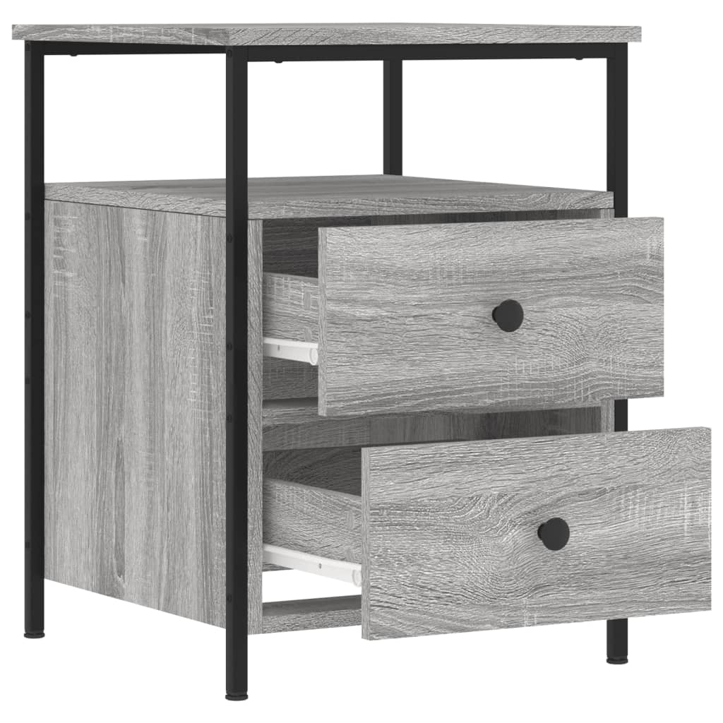 Nachtkastje 44x45x60 cm bewerkt hout grijs sonoma eikenkleurig is nu te koop bij PeponiXL, paradijselijk wonen!