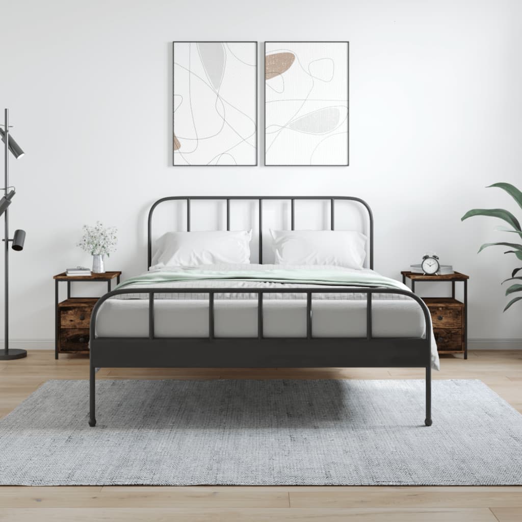 Nachtkastjes 2 st 34x35,5x50 cm bewerkt hout gerookt eikenkleur is nu te koop bij PeponiXL, paradijselijk wonen!