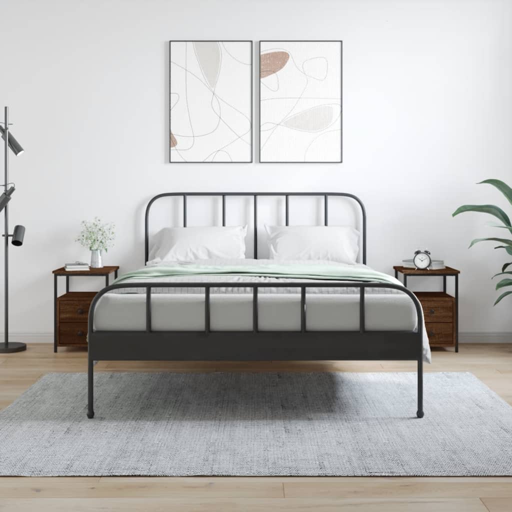 Nachtkastjes 2 st 34x35,5x50 cm bewerkt hout bruin eikenkleur is nu te koop bij PeponiXL, paradijselijk wonen!