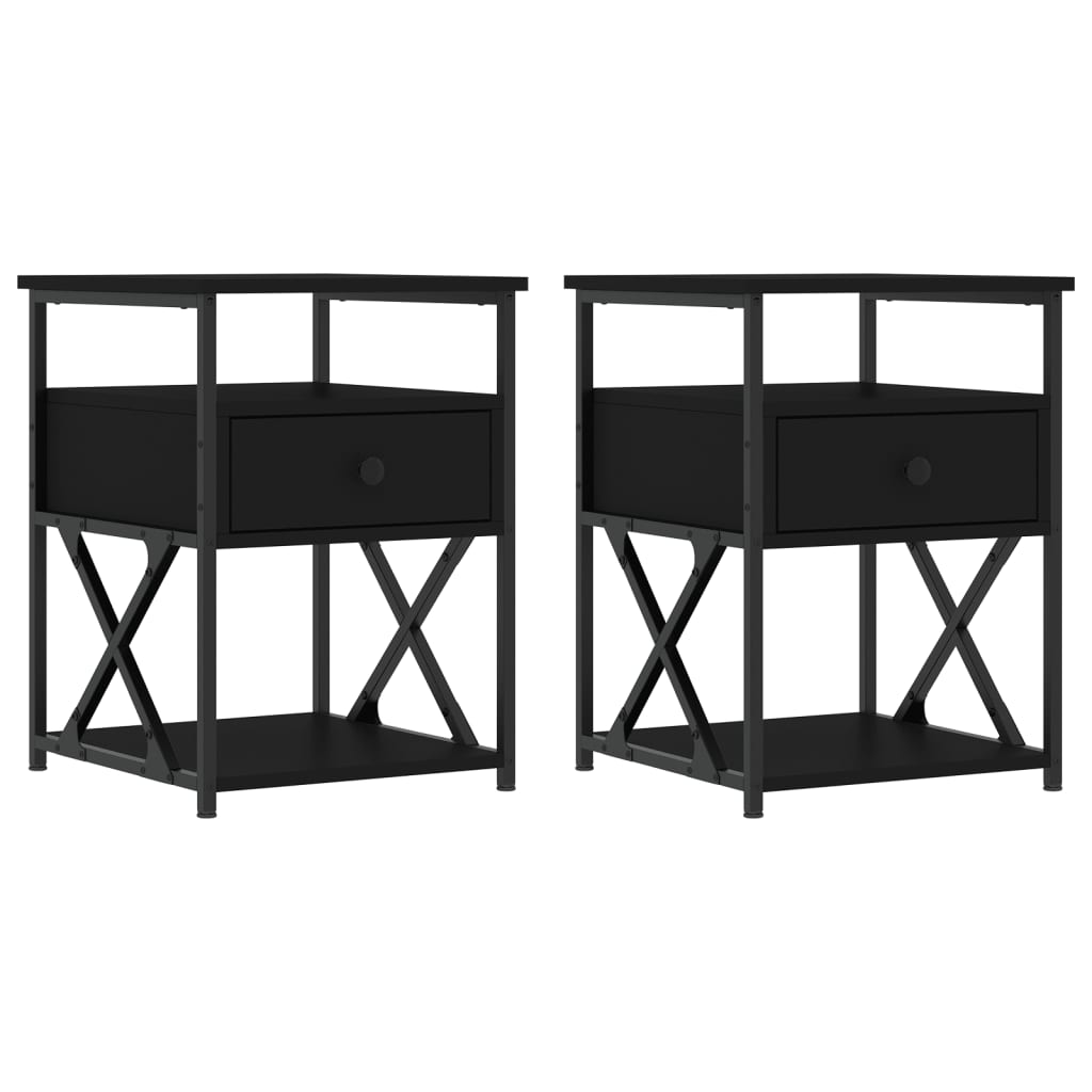 Nachtkastjes 2 st 40x42x55 cm bewerkt hout zwart is nu te koop bij PeponiXL, paradijselijk wonen!