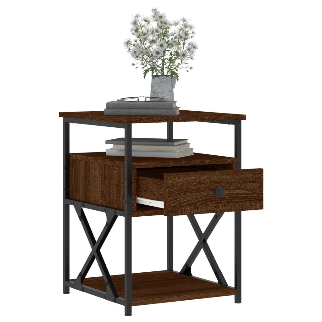 Nachtkastjes 2 st 40x42x55 cm bewerkt hout bruin eikenkleur is nu te koop bij PeponiXL, paradijselijk wonen!