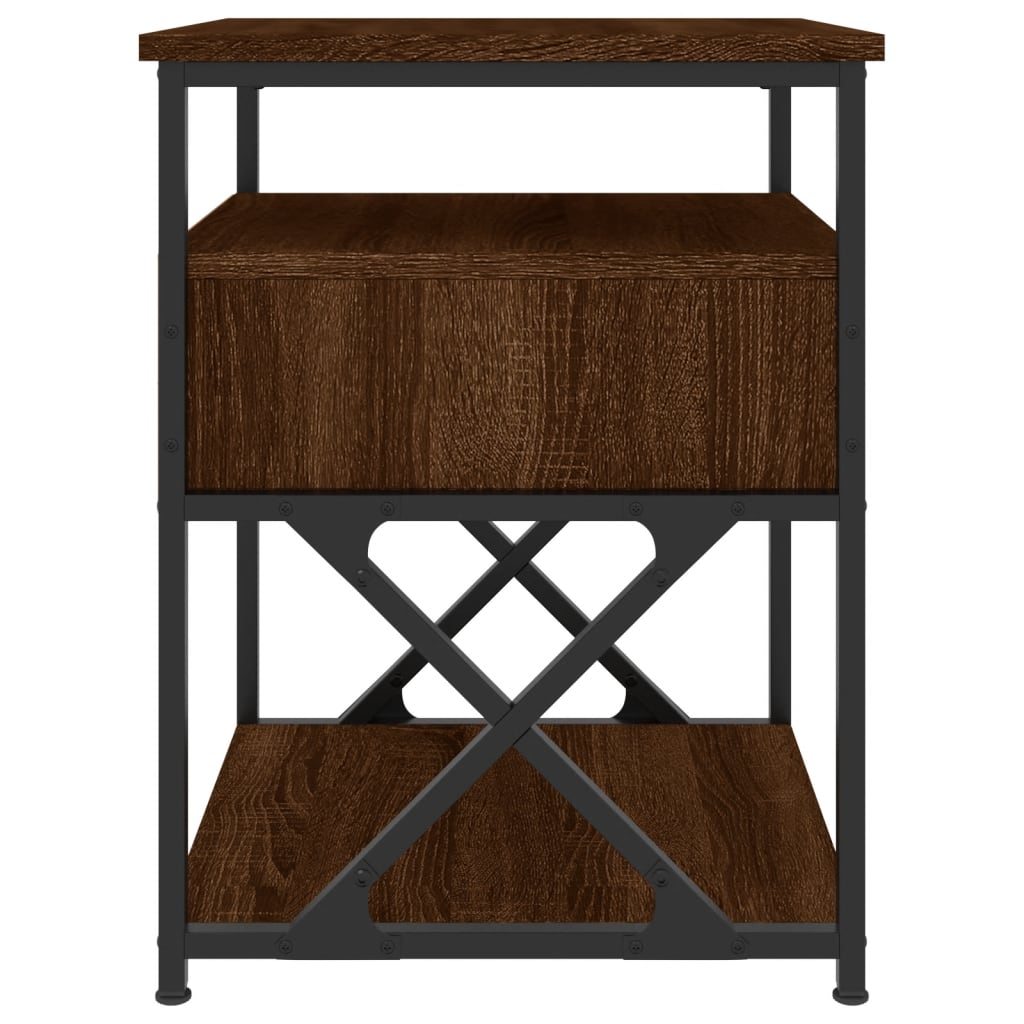 Nachtkastjes 2 st 40x42x55 cm bewerkt hout bruin eikenkleur is nu te koop bij PeponiXL, paradijselijk wonen!