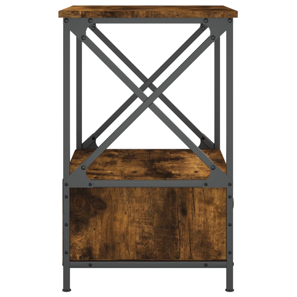 Nachtkastje 50x41x65 cm bewerkt hout gerookt eikenkleurig is nu te koop bij PeponiXL, paradijselijk wonen!