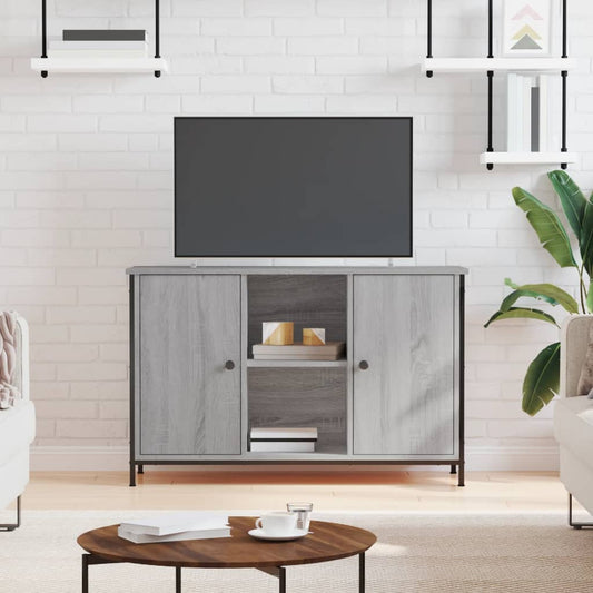 Tv-meubel 100x35x65 cm bewerkt hout grijs sonoma eikenkleurig is nu te koop bij PeponiXL, paradijselijk wonen!