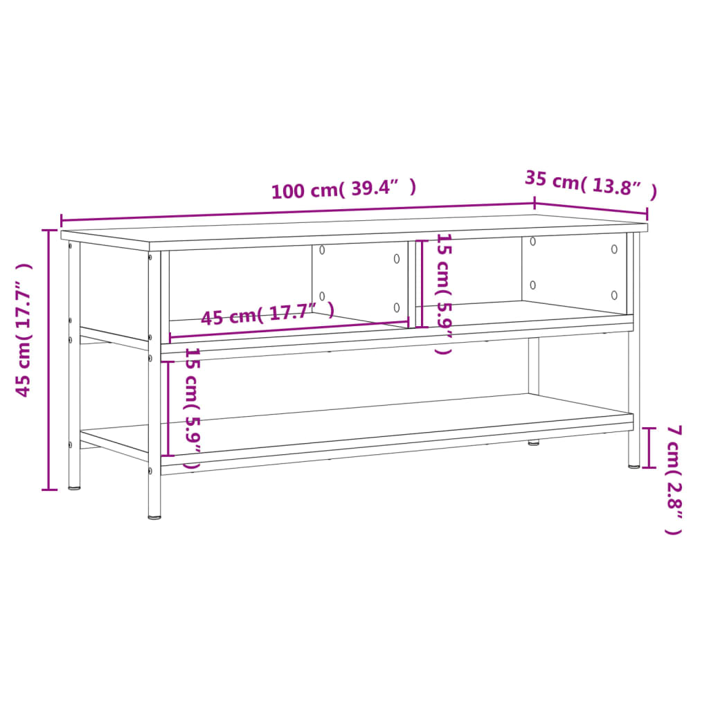 Tv-meubel 100x35x45 cm bewerkt hout zwart is nu te koop bij PeponiXL, paradijselijk wonen!