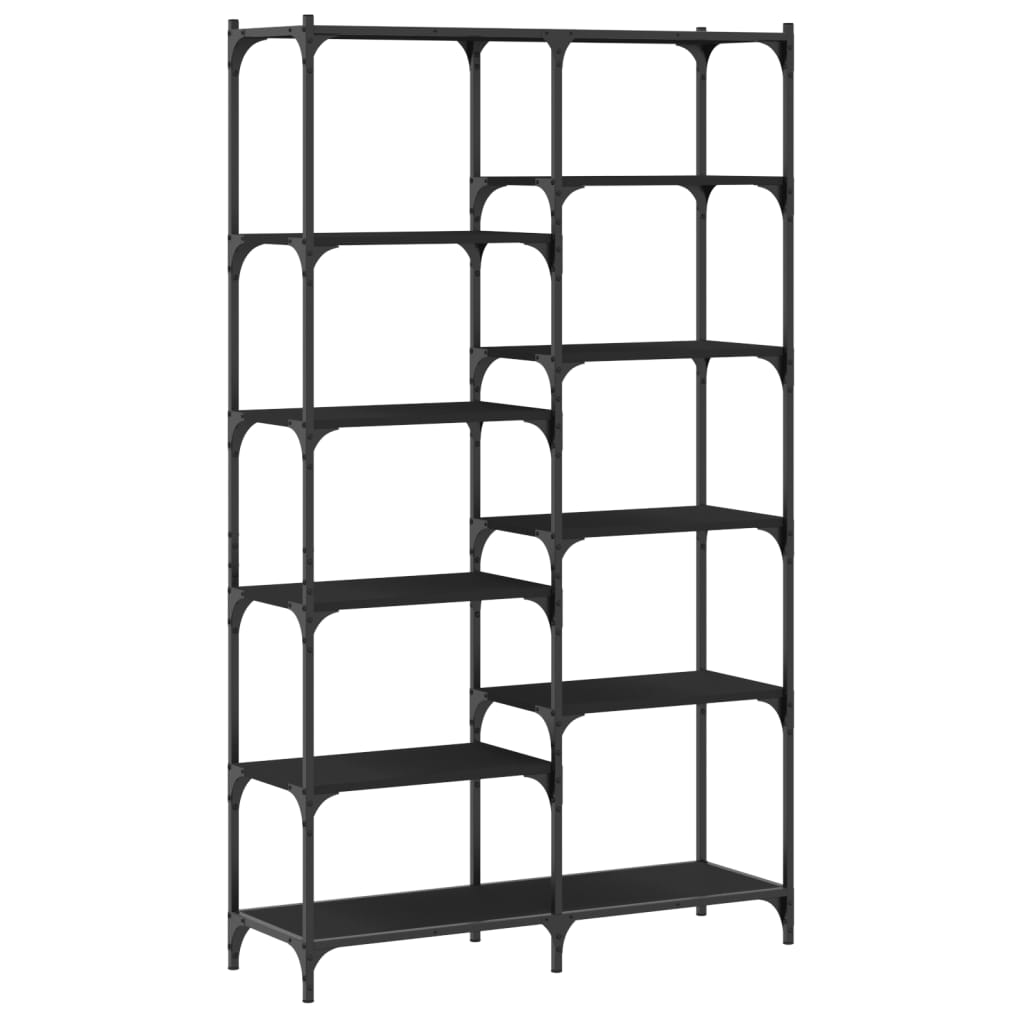 Boekenrek 100x32x170 cm bewerkt hout en ijzer zwart is nu te koop bij PeponiXL, paradijselijk wonen!