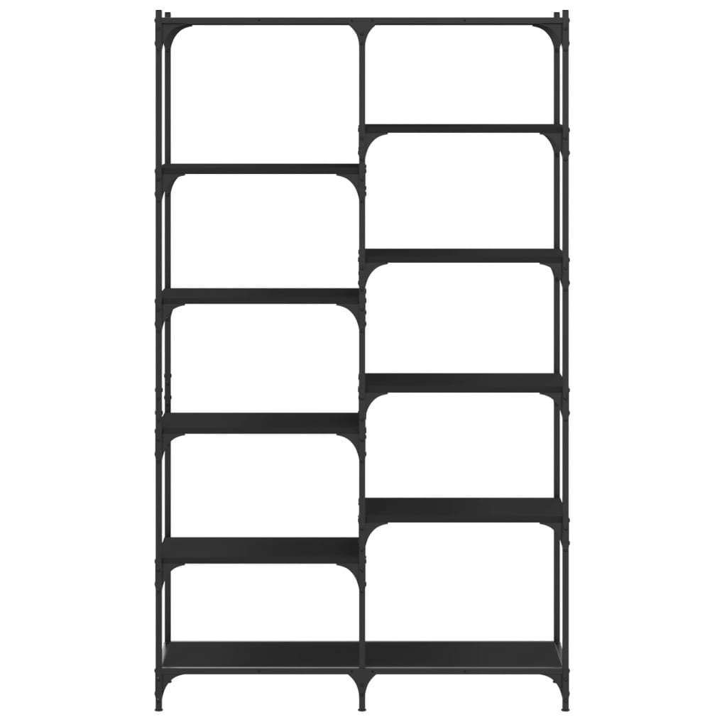 Boekenrek 100x32x170 cm bewerkt hout en ijzer zwart is nu te koop bij PeponiXL, paradijselijk wonen!