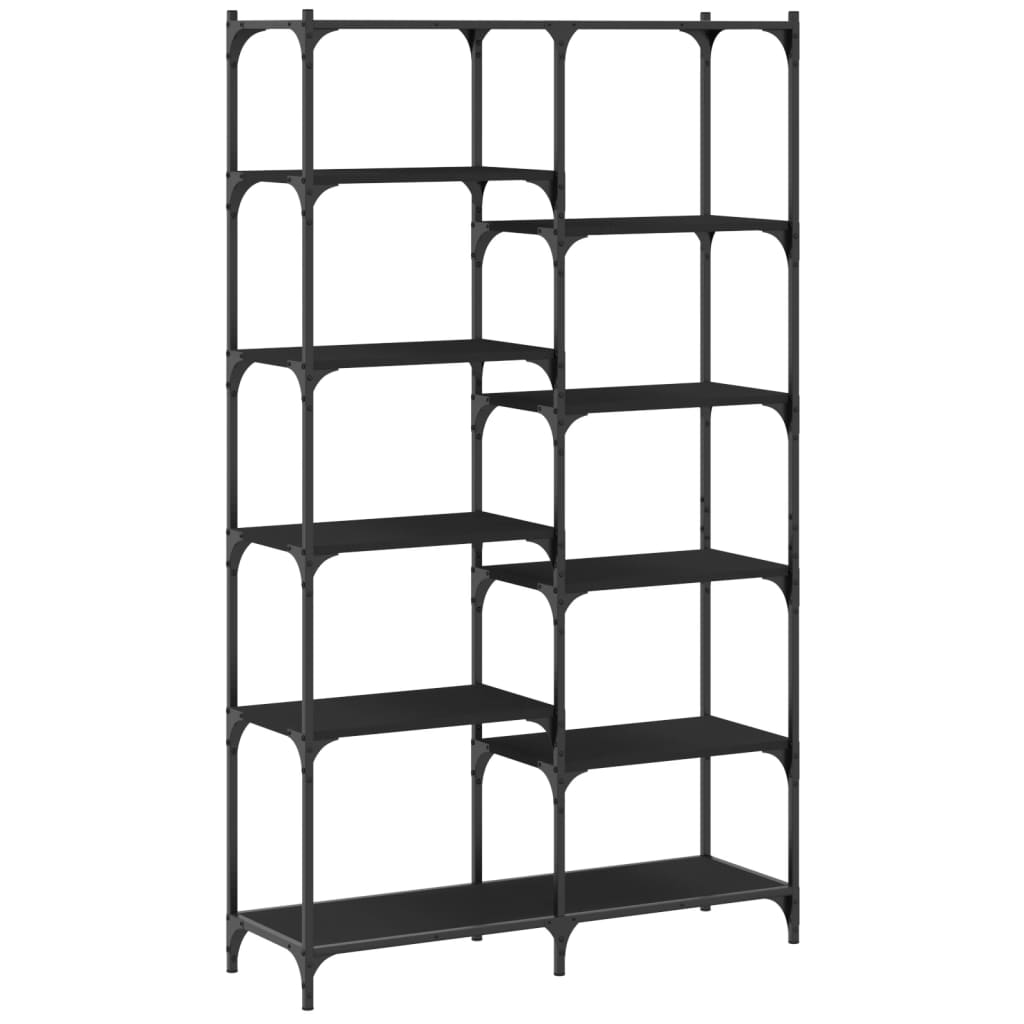 Boekenrek 100x32x170 cm bewerkt hout en ijzer zwart is nu te koop bij PeponiXL, paradijselijk wonen!