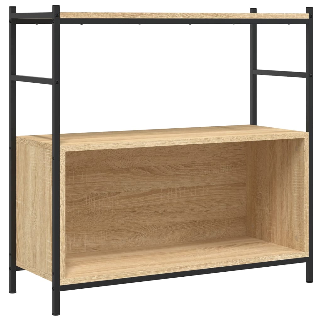Boekenrek 80x30x78,5 cm bewerkt hout en ijzer sonoma eikenkleur is nu te koop bij PeponiXL, paradijselijk wonen!