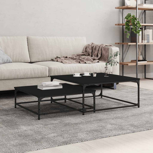 2-delige Tafeltjesset bewerkt hout zwart is nu te koop bij PeponiXL, paradijselijk wonen!