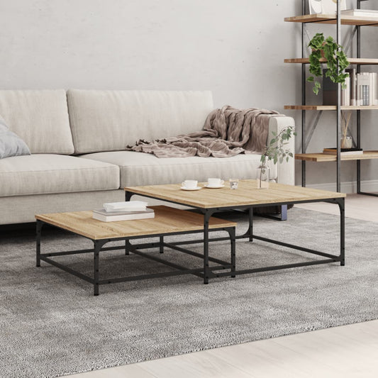 2-delige Tafeltjesset bewerkt hout sonoma eikenkleurig is nu te koop bij PeponiXL, paradijselijk wonen!