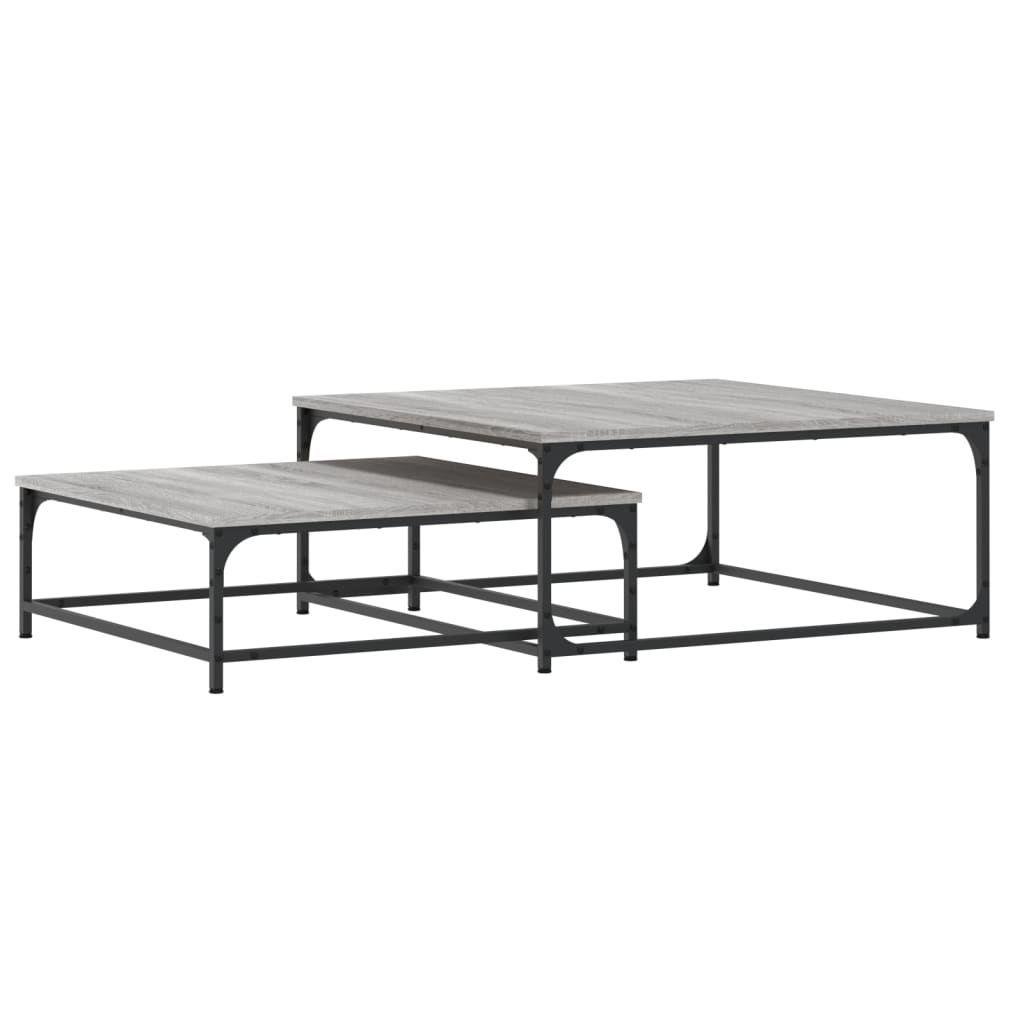2-delige Tafeltjesset bewerkt hout grijs sonoma eikenkleurig is nu te koop bij PeponiXL, paradijselijk wonen!