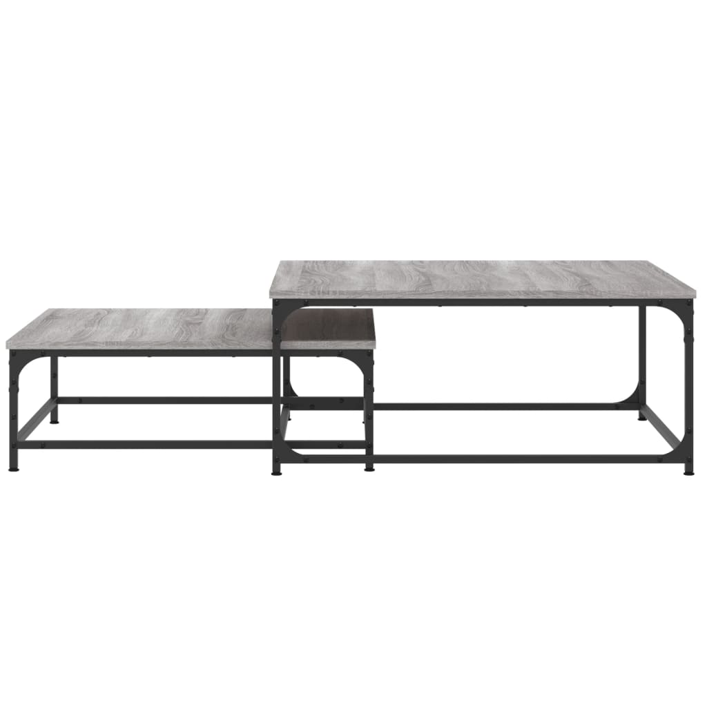 2-delige Tafeltjesset bewerkt hout grijs sonoma eikenkleurig is nu te koop bij PeponiXL, paradijselijk wonen!