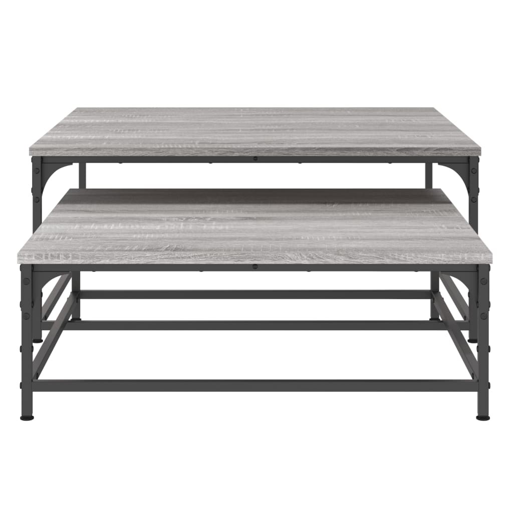 2-delige Tafeltjesset bewerkt hout grijs sonoma eikenkleurig is nu te koop bij PeponiXL, paradijselijk wonen!
