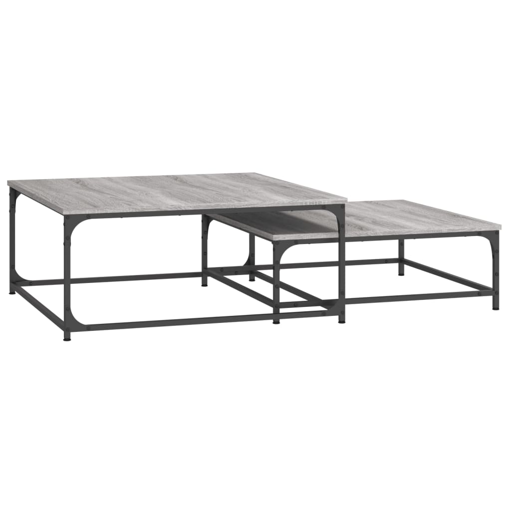 2-delige Tafeltjesset bewerkt hout grijs sonoma eikenkleurig is nu te koop bij PeponiXL, paradijselijk wonen!