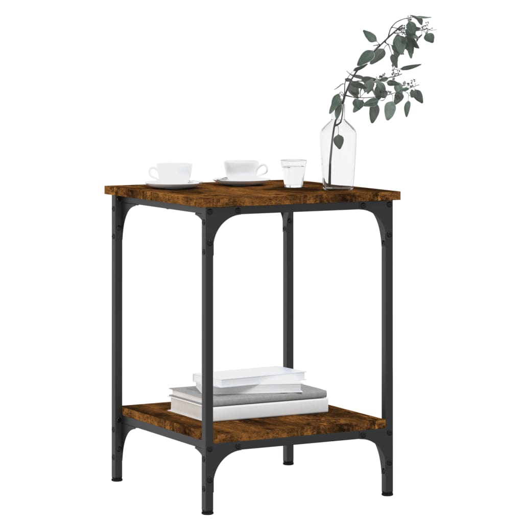 Salontafel 40x40x55 cm bewerkt hout gerookt eikenkleurig is nu te koop bij PeponiXL, paradijselijk wonen!