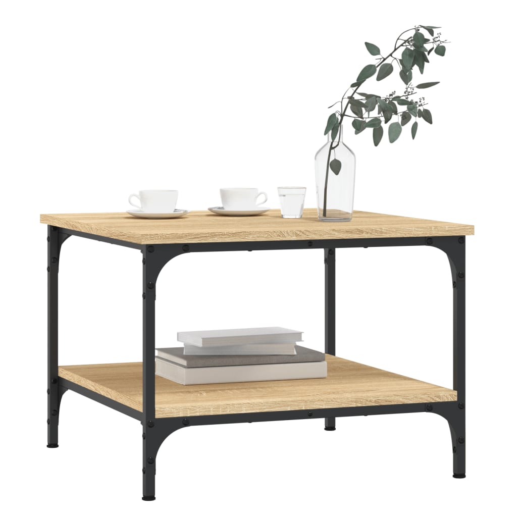 Salontafel 55x55x40 cm bewerkt hout sonoma eikenkleurig is nu te koop bij PeponiXL, paradijselijk wonen!