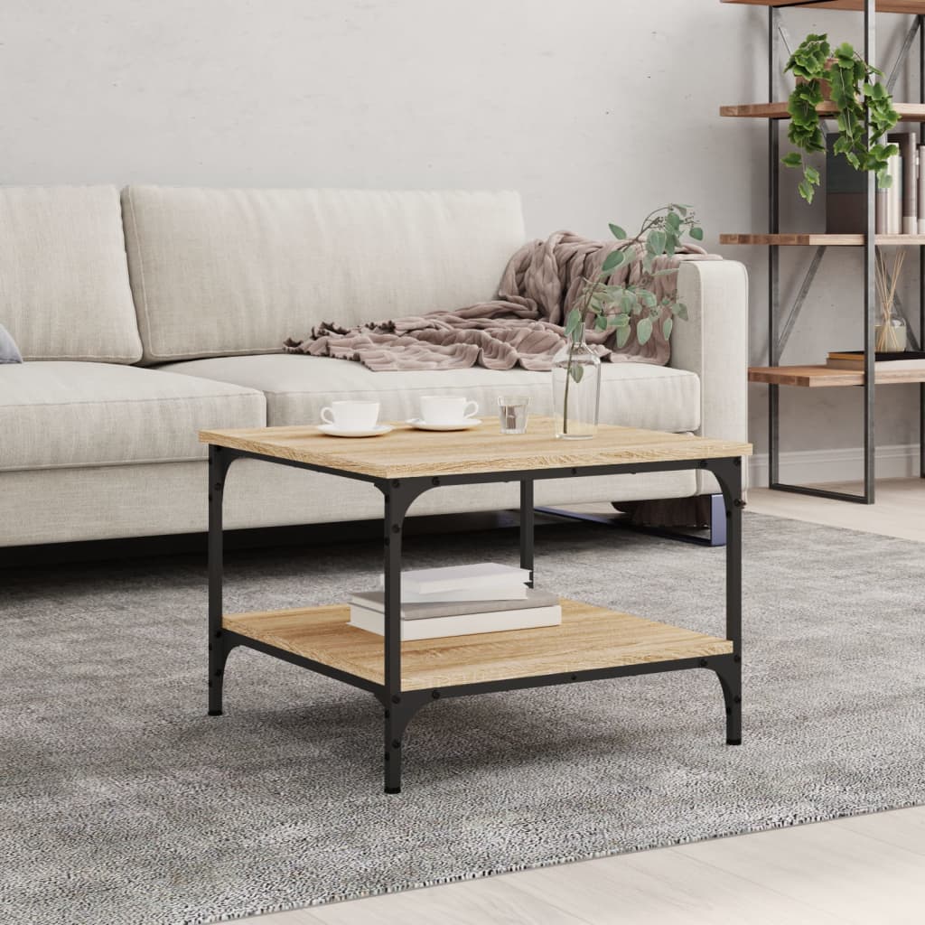 Salontafel 55x55x40 cm bewerkt hout sonoma eikenkleurig is nu te koop bij PeponiXL, paradijselijk wonen!