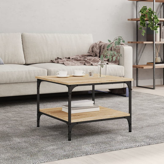 Salontafel 55x55x40 cm bewerkt hout sonoma eikenkleurig is nu te koop bij PeponiXL, paradijselijk wonen!