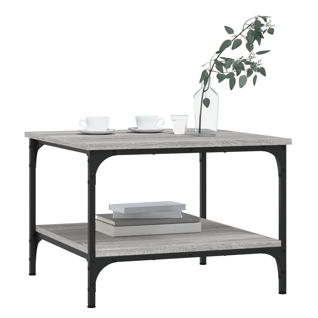 Salontafel 55x55x40 cm bewerkt hout grijs sonoma eikenkleurig is nu te koop bij PeponiXL, paradijselijk wonen!