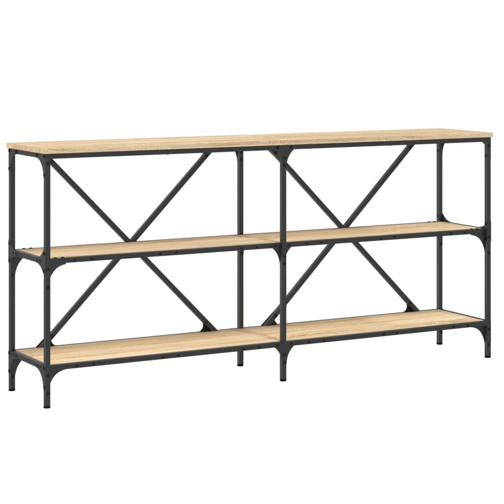 Wandtafel 160x30x75 cm bewerkt hout en ijzer sonoma eikenkleur is nu te koop bij PeponiXL, paradijselijk wonen!