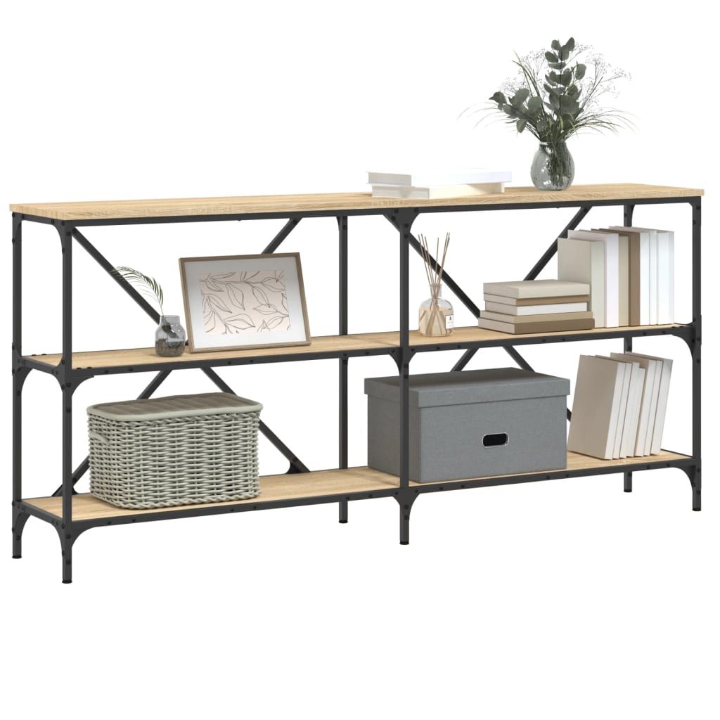 Wandtafel 160x30x75 cm bewerkt hout en ijzer sonoma eikenkleur is nu te koop bij PeponiXL, paradijselijk wonen!