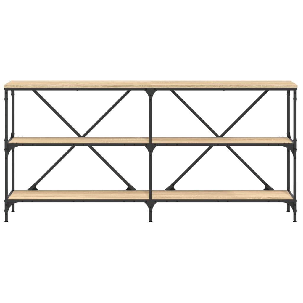 Wandtafel 160x30x75 cm bewerkt hout en ijzer sonoma eikenkleur is nu te koop bij PeponiXL, paradijselijk wonen!