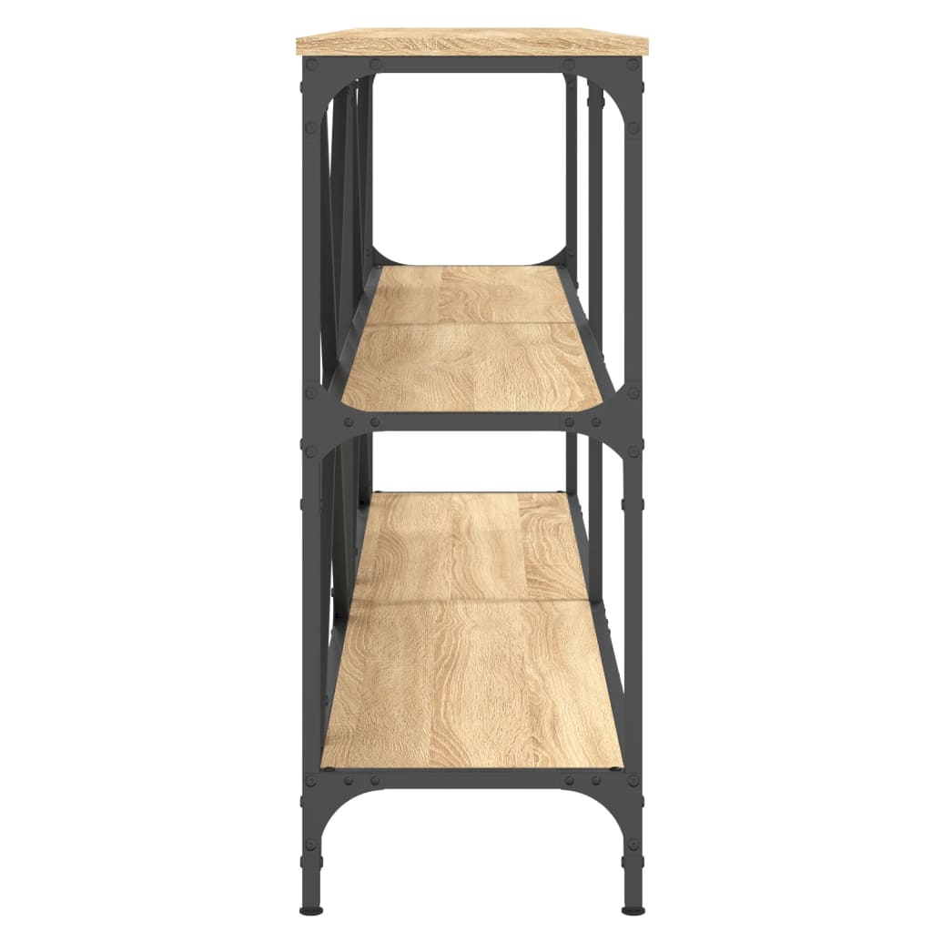 Wandtafel 160x30x75 cm bewerkt hout en ijzer sonoma eikenkleur is nu te koop bij PeponiXL, paradijselijk wonen!