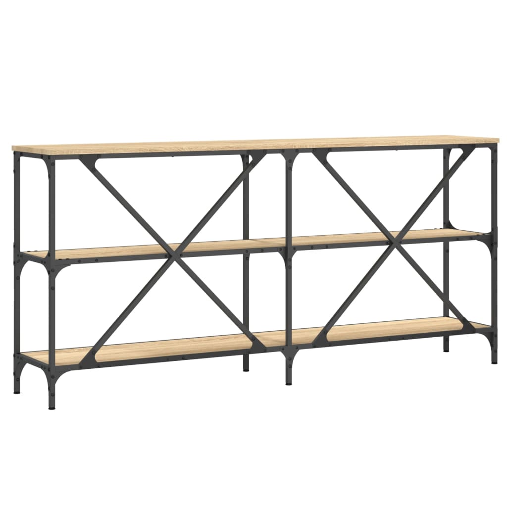Wandtafel 160x30x75 cm bewerkt hout en ijzer sonoma eikenkleur is nu te koop bij PeponiXL, paradijselijk wonen!