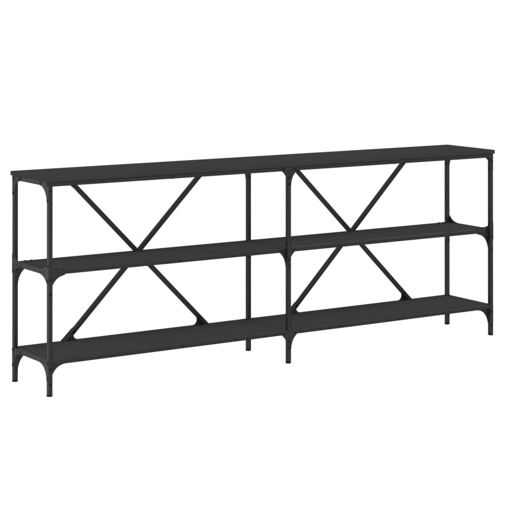 Wandtafel 200x30x75 cm bewerkt hout en ijzer zwart is nu te koop bij PeponiXL, paradijselijk wonen!