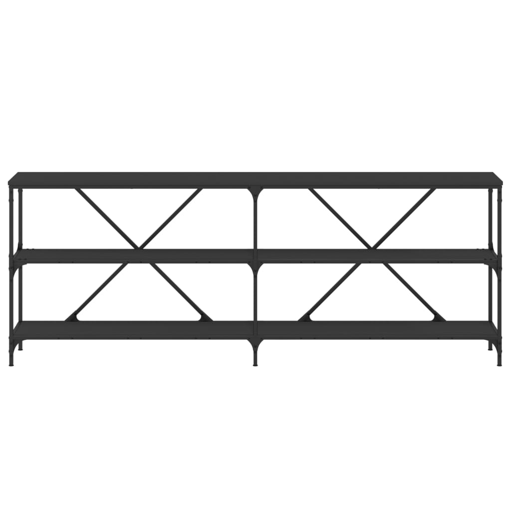 Wandtafel 200x30x75 cm bewerkt hout en ijzer zwart is nu te koop bij PeponiXL, paradijselijk wonen!