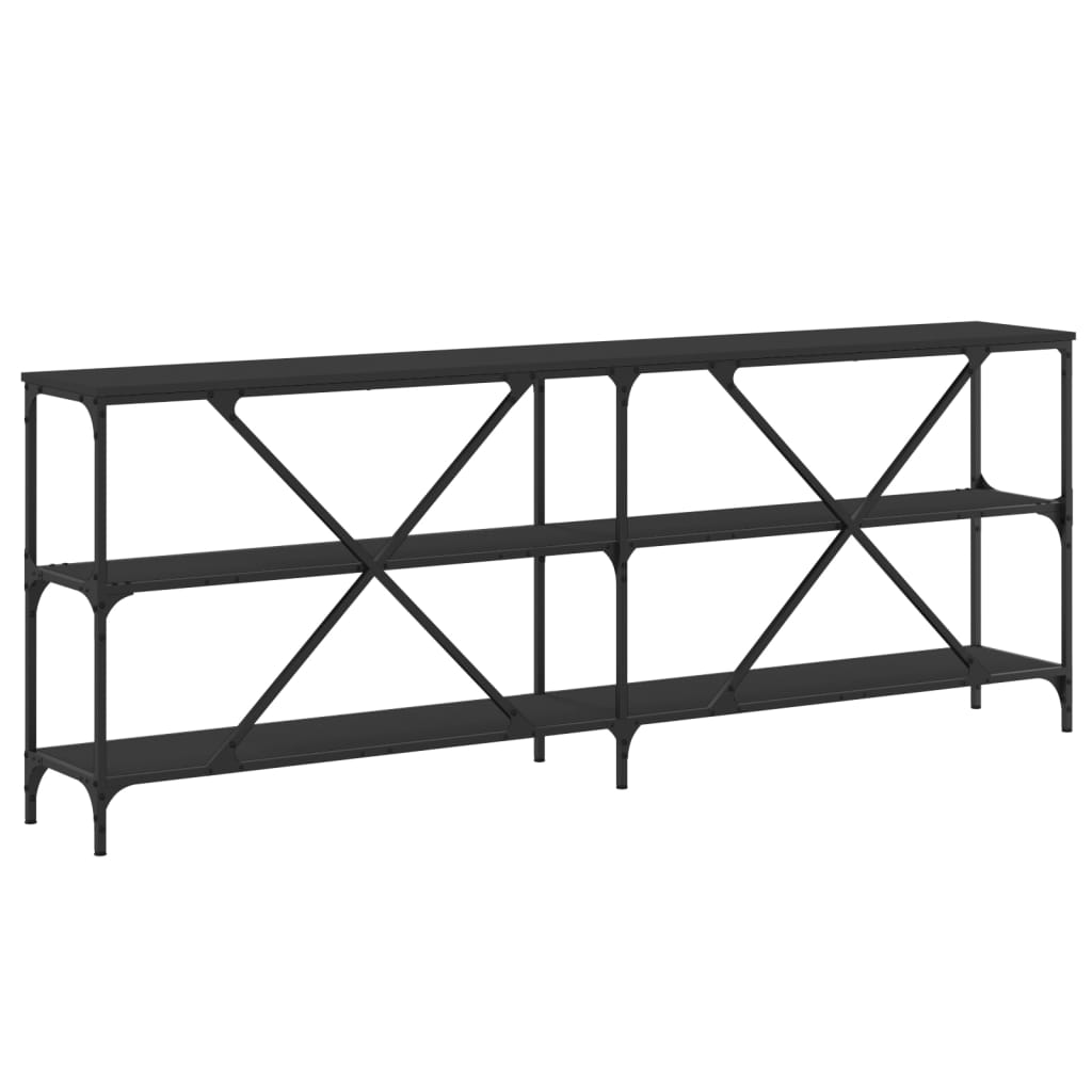 Wandtafel 200x30x75 cm bewerkt hout en ijzer zwart is nu te koop bij PeponiXL, paradijselijk wonen!