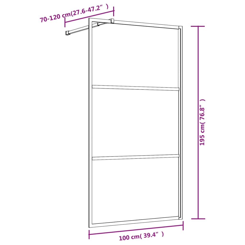 Inloopdouchewand transparant 100x195 cm ESG-glas goudkleurig is nu te koop bij PeponiXL, paradijselijk wonen!