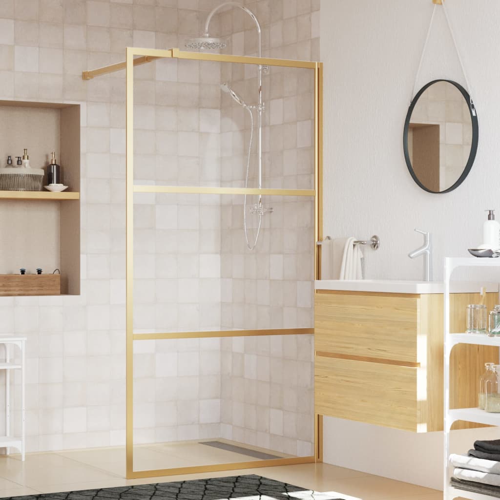 Inloopdouchewand transparant 100x195 cm ESG-glas goudkleurig is nu te koop bij PeponiXL, paradijselijk wonen!