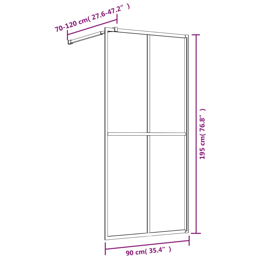 Inloopdouchewand transparant 90x195 cm ESG-glas goudkleurig is nu te koop bij PeponiXL, paradijselijk wonen!