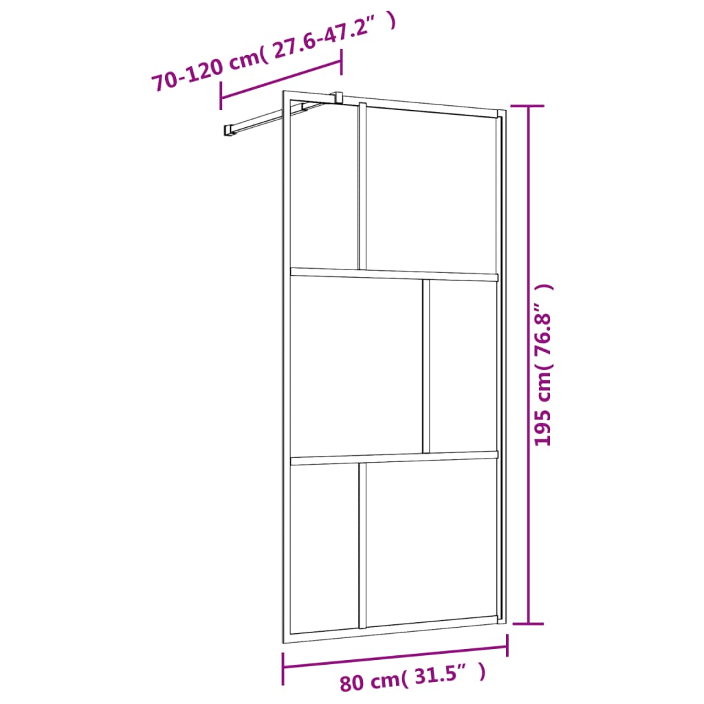 Inloopdouchewand transparant 80x195 cm ESG-glas goudkleurig is nu te koop bij PeponiXL, paradijselijk wonen!